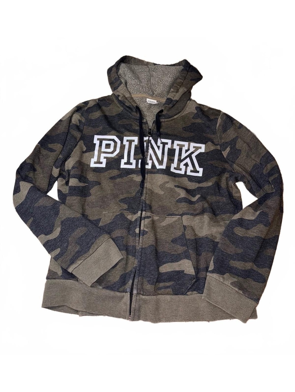 Victoria’s Secret PINK Camo Full Zip Hoodie Women’s XL